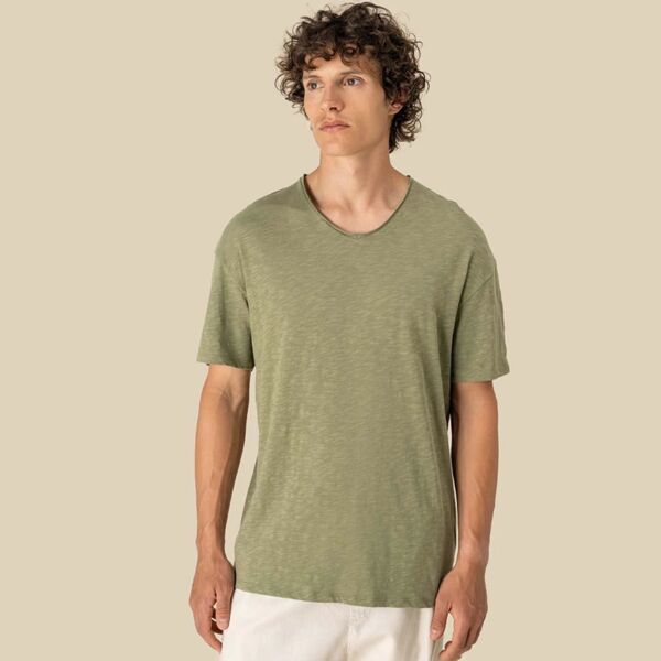 Spasso Drop Shoulder Raw Edge Collar Slub T-Shirt Thumbnail
