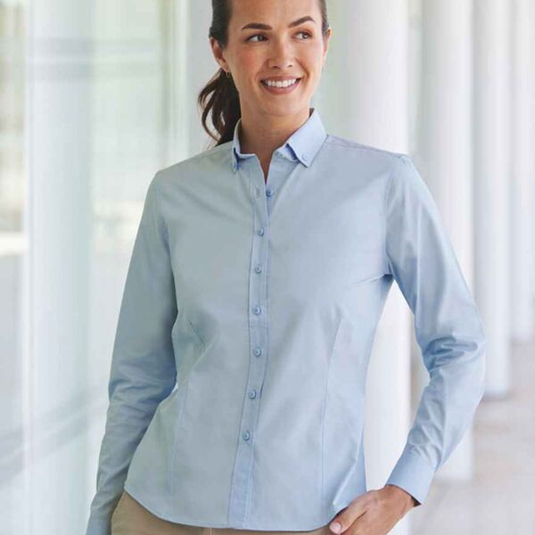 Henbury Henbury Ladies Long Sleeved Cotton Feel Coolplus® Shirt H583 Henbury Ladies Long Sleeved Cotton Feel Coolplus® Shirt Thumbnail
