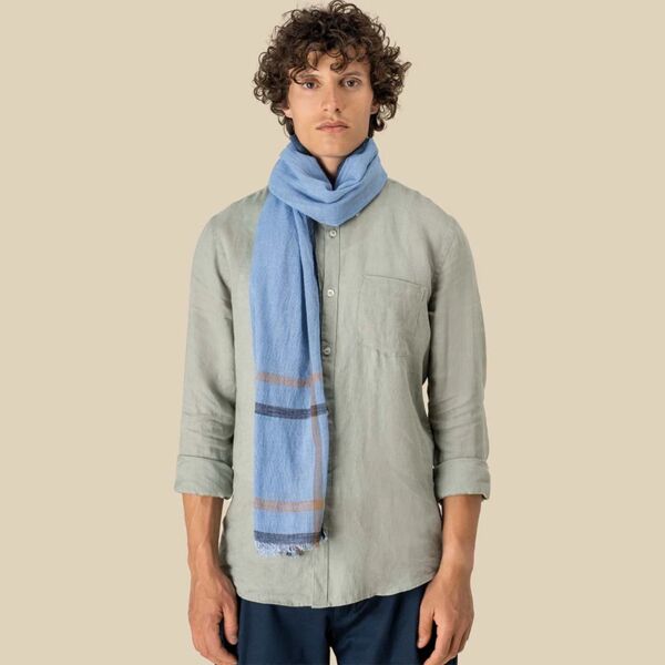 Spasso Blue Double Striped Scarf Thumbnail
