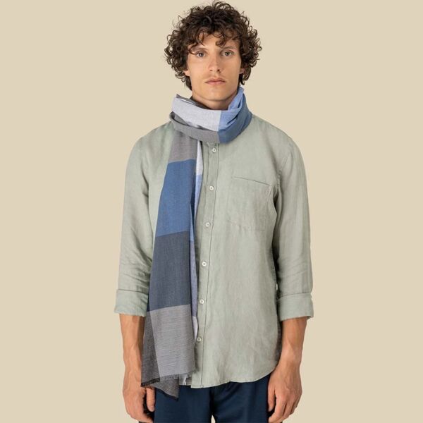 Spasso Blue Check Scarf Thumbnail