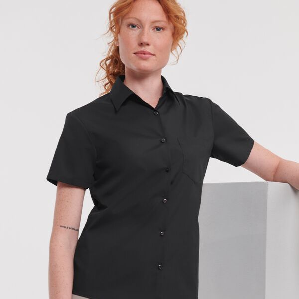 Russell Collection Russell Collection Ladies Short Sleeve Easy Care Poplin Shirt 935F Russell Collection Ladies Short Sleeve Easy Care Poplin Shirt Thumbnail