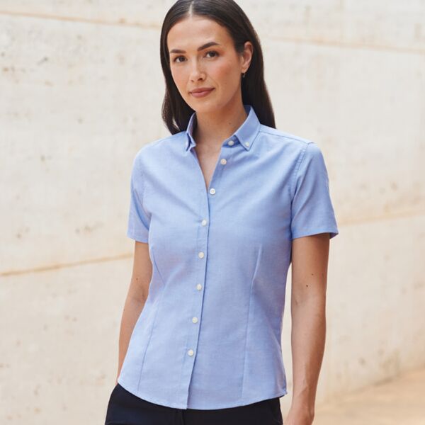 Henbury Henbury Ladies Modern Short Sleeve Regular Fit Oxford Shirt H518R Henbury Ladies Modern Short Sleeve Regular Fit Oxford Shirt Thumbnail