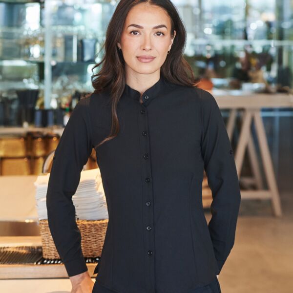 Henbury Henbury Ladies Mandarin Roll Sleeve Anti-Bac Wicking Shirt H593 Henbury Ladies Mandarin Roll Sleeve Anti-Bac Wicking Shirt Thumbnail