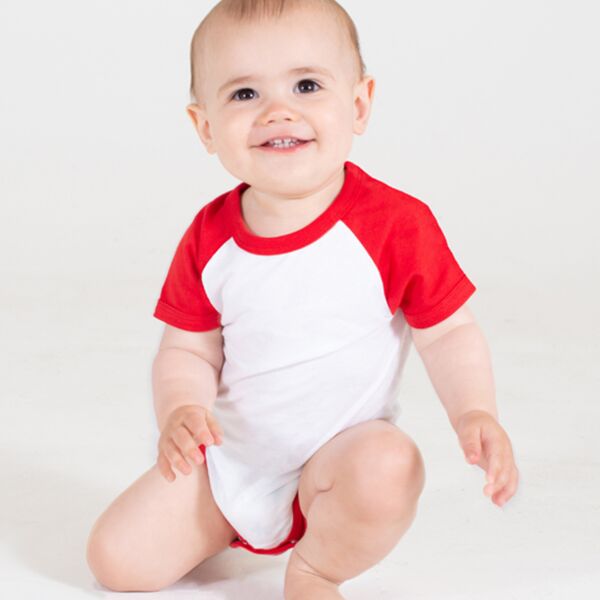 Larkwood Larkwood Essential Short Sleeve Baby Baseball Bodysuit LW502T Larkwood Essential Short Sleeve Baby Baseball Bodysuit Thumbnail