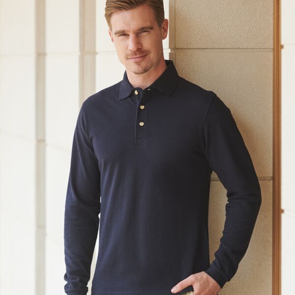 Henbury Henbury Long Sleeve Cotton Piqué Polo Shirt H105 Henbury Long Sleeve Cotton Piqué Polo Shirt Thumbnail